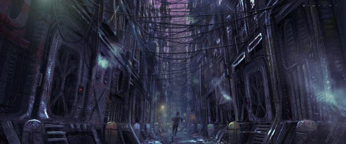 Star Wars Rogue One Concept Art Vincent Jenkins ALLEY PLANET Night 01