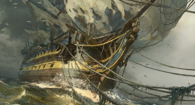Sailing Ship Concept Art Illustration 01 Karl Simon Gustafsson Toulon Ship Broken