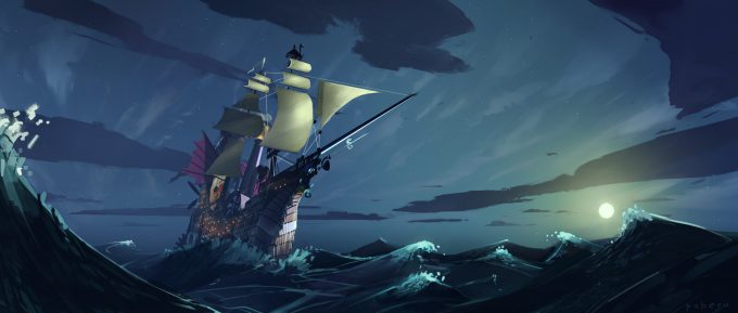 Sailing Ship Concept Art Illustration 01 Pavel Elagin Stormy Sea