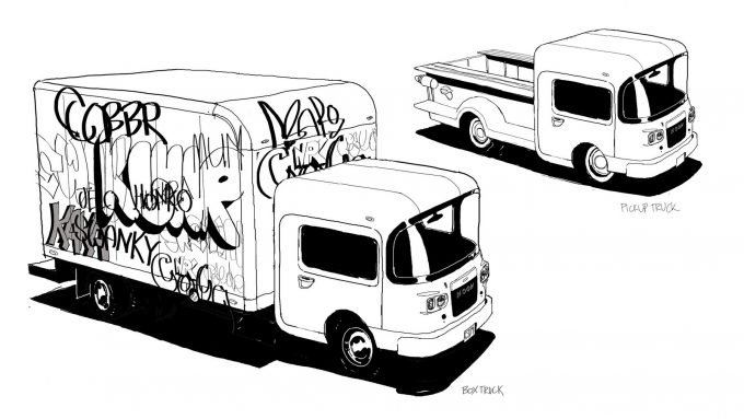 Spider Man Into the Spider Verse Concept Art Vaughan Ling boxtrucks