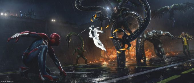 Spider Man PS4 Game Concept Art Dennis Chan Raft Ending Concept final v01