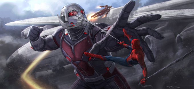 captain america civil war concept art andy park spider man vs giant man 01