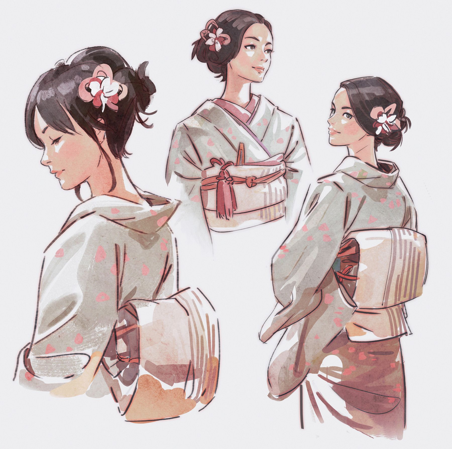 mitch mohrhauser concept art kimono girls