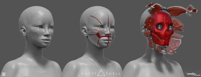 Ghost in the Shell concept art Andrew Baker Geisha Faces Open 01