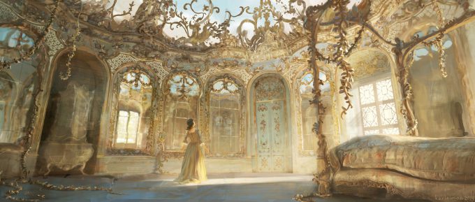 Beauty and the Beast Concept Art Disney Karlsimon Belles bedroom wide L