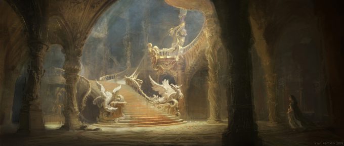 Beauty and the Beast Concept Art Disney Karlsimon Entrance hall dragons L