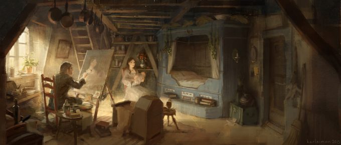 Beauty and the Beast Concept Art Disney Karlsimon Windmill happy L