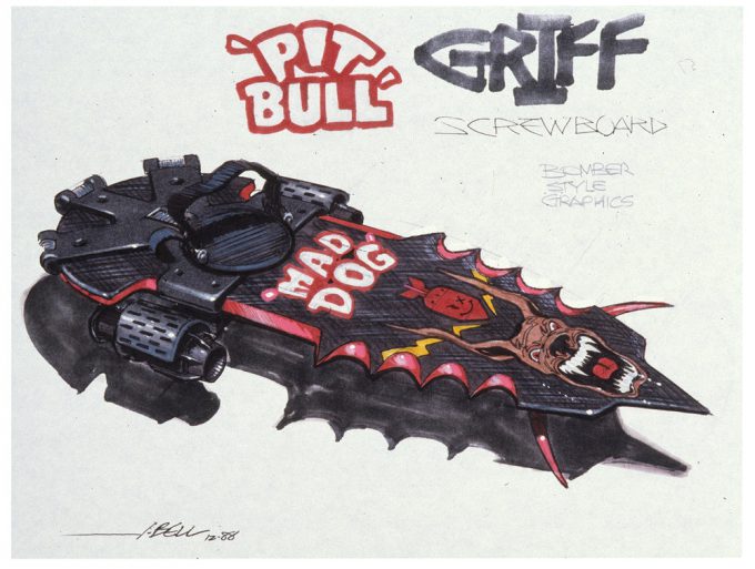 Back to the Future Part 2 concept art illustration John Bell Studio Griff hoverboard