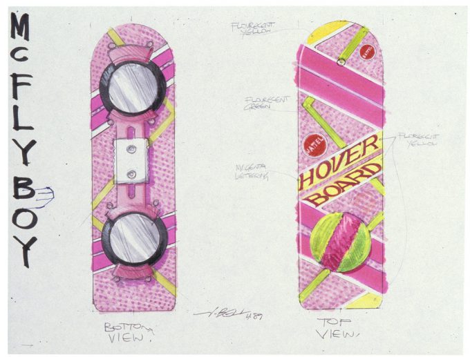 Back to the Future Part 2 concept art illustration John Bell Studio Marty hoverboard 2