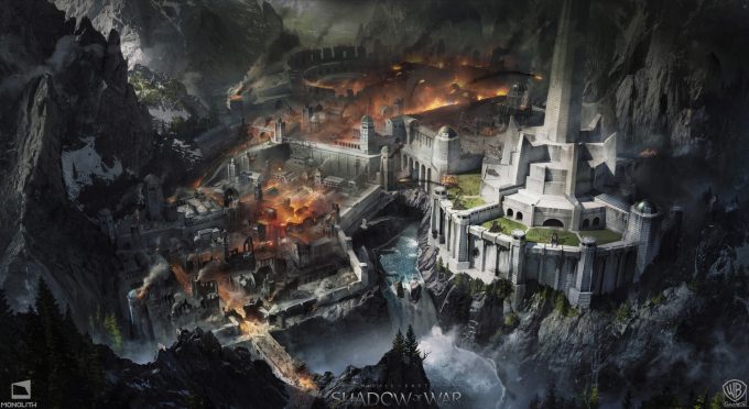 Middle earth Shadow of War Concept Art george rushing minas destructionlayout day l