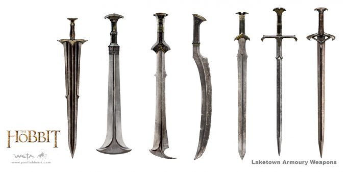 paul tobin concept art hobbit laketown weapons