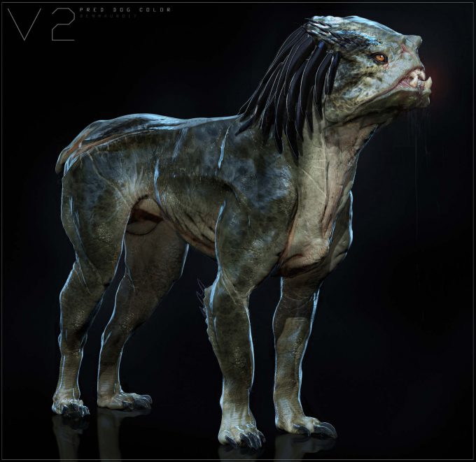 The Predator Concept Art Ben Mauro Design dog green body 01