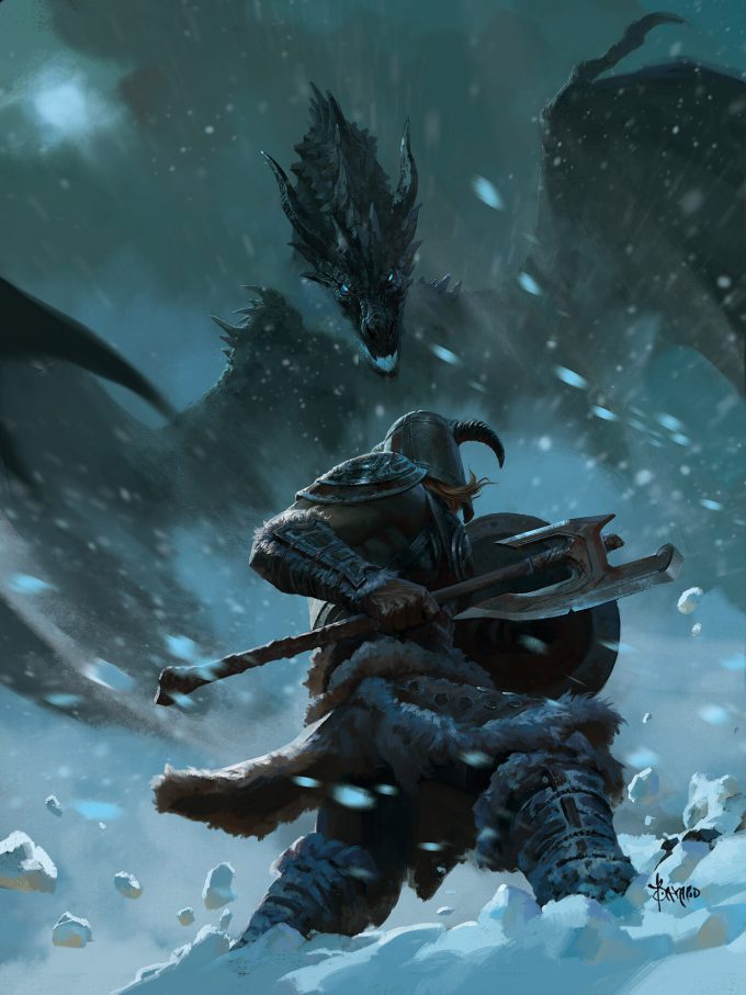 Bayard Wu Dragonborn Aerial Attack Illustration